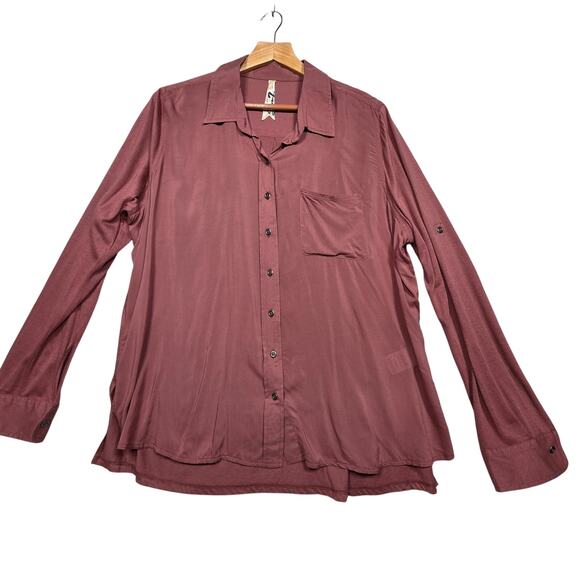 7 For All Mankind Tops - NWT 7 For All Mankind Luxe Dusty Rose Button Up Shirt Size 1X